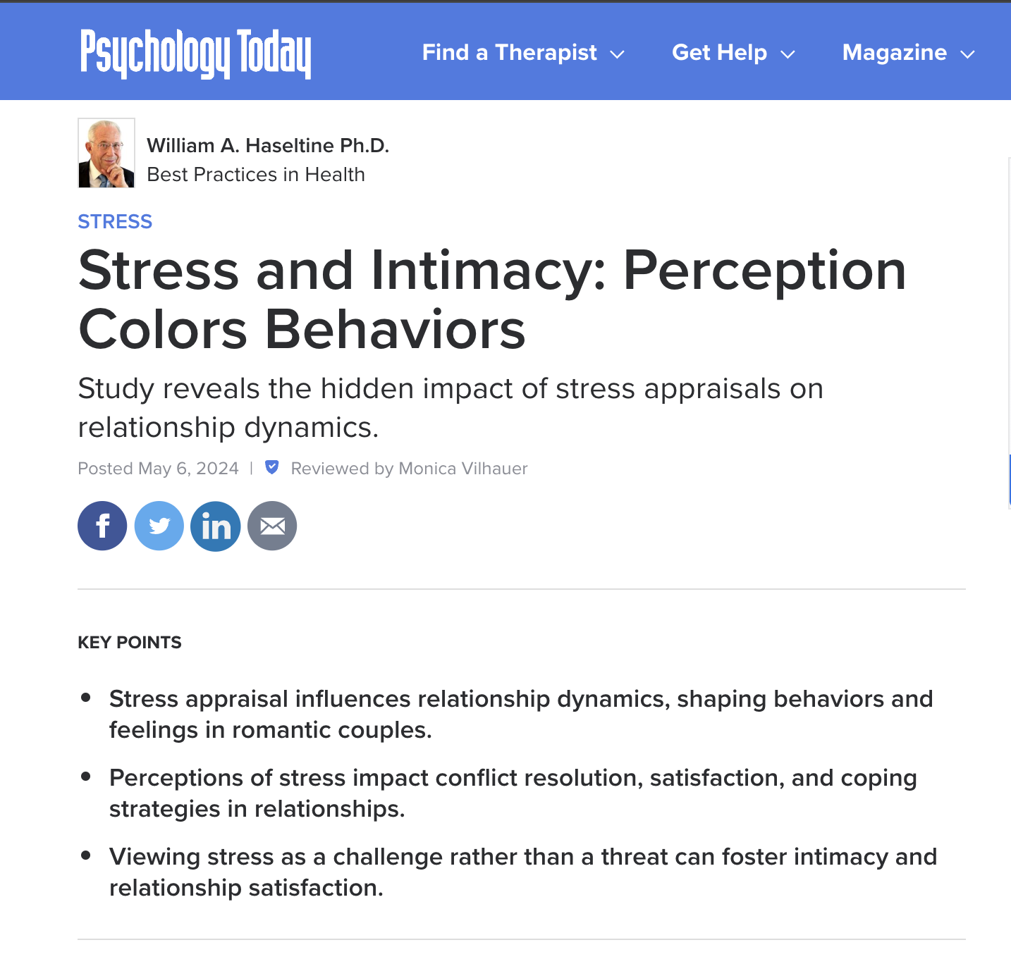 Stress and Intimacy: Perception Colors Behaviors